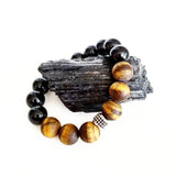 Matte Tiger Eye x Onyx Pave Bracelet