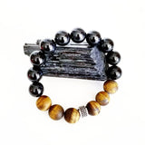 Matte Tiger Eye x Onyx Pave Bracelet