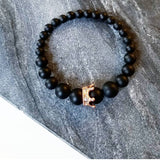 Matte Onyx & Pave Crown Bracelet