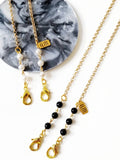 Pearl Swarovski or Black Onyx Glasses or Face Mask Chain