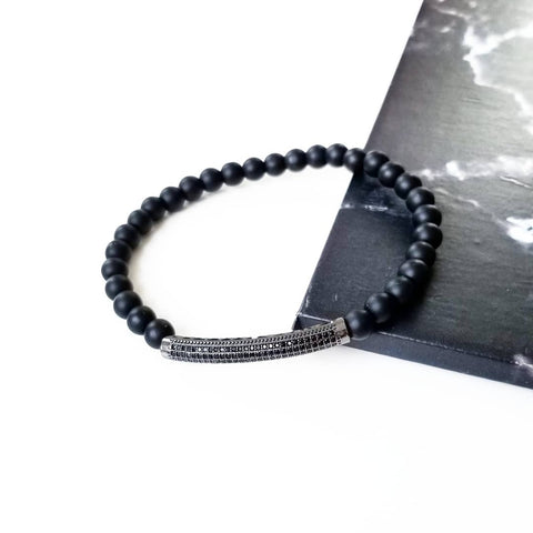BLACK | Matte Onyx & Pave Bar Bracelet