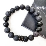 BLACK | Lava, Obsidian & Stainless Steel Bracelet